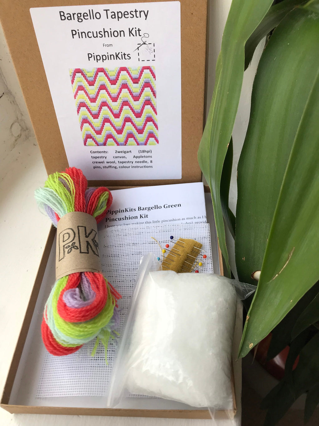 Bargello Needlepoint Pincushion Kit: Neon Wave Tapestry