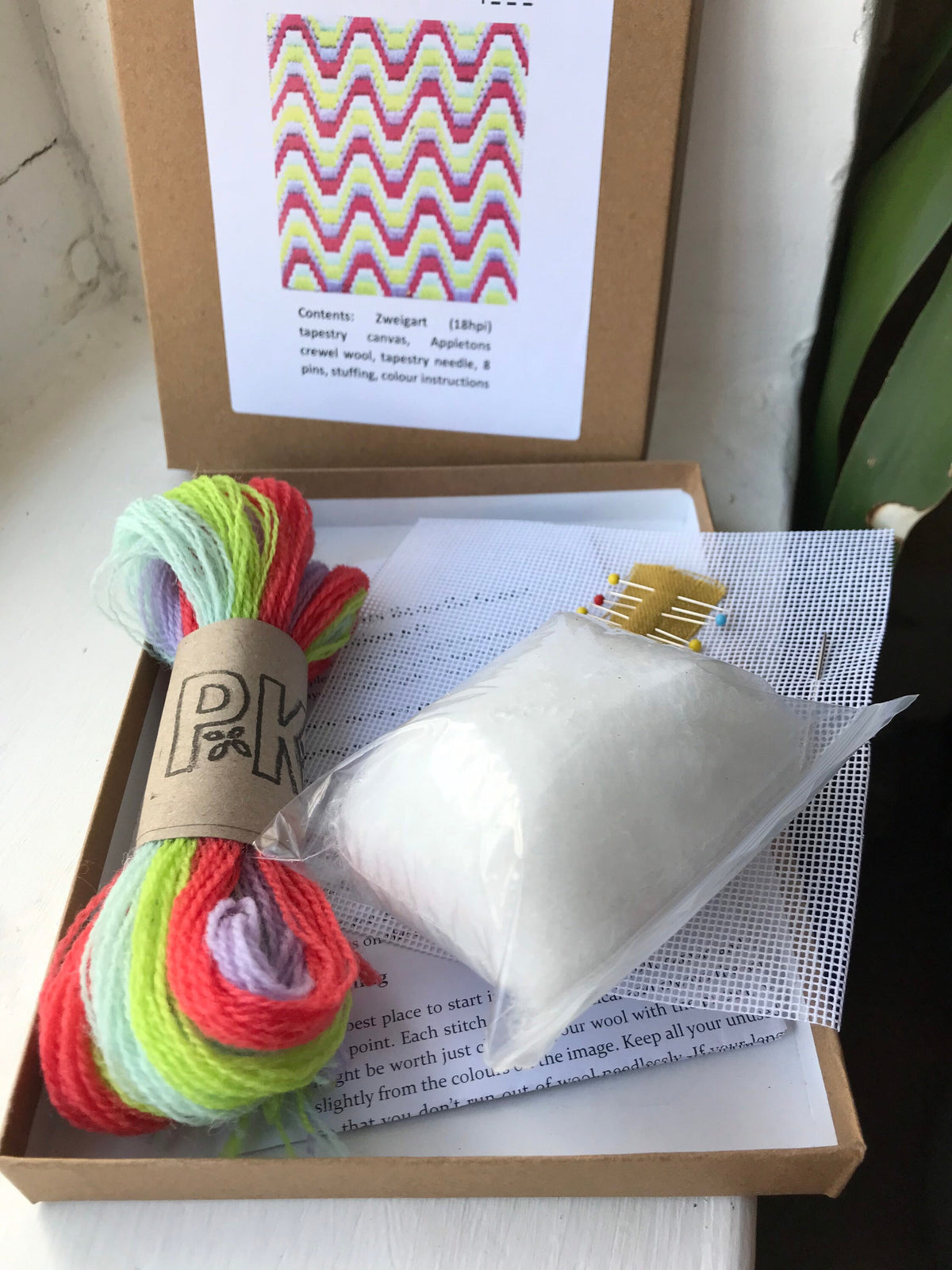 Bargello Needlepoint Pincushion Kit: Neon Wave Tapestry
