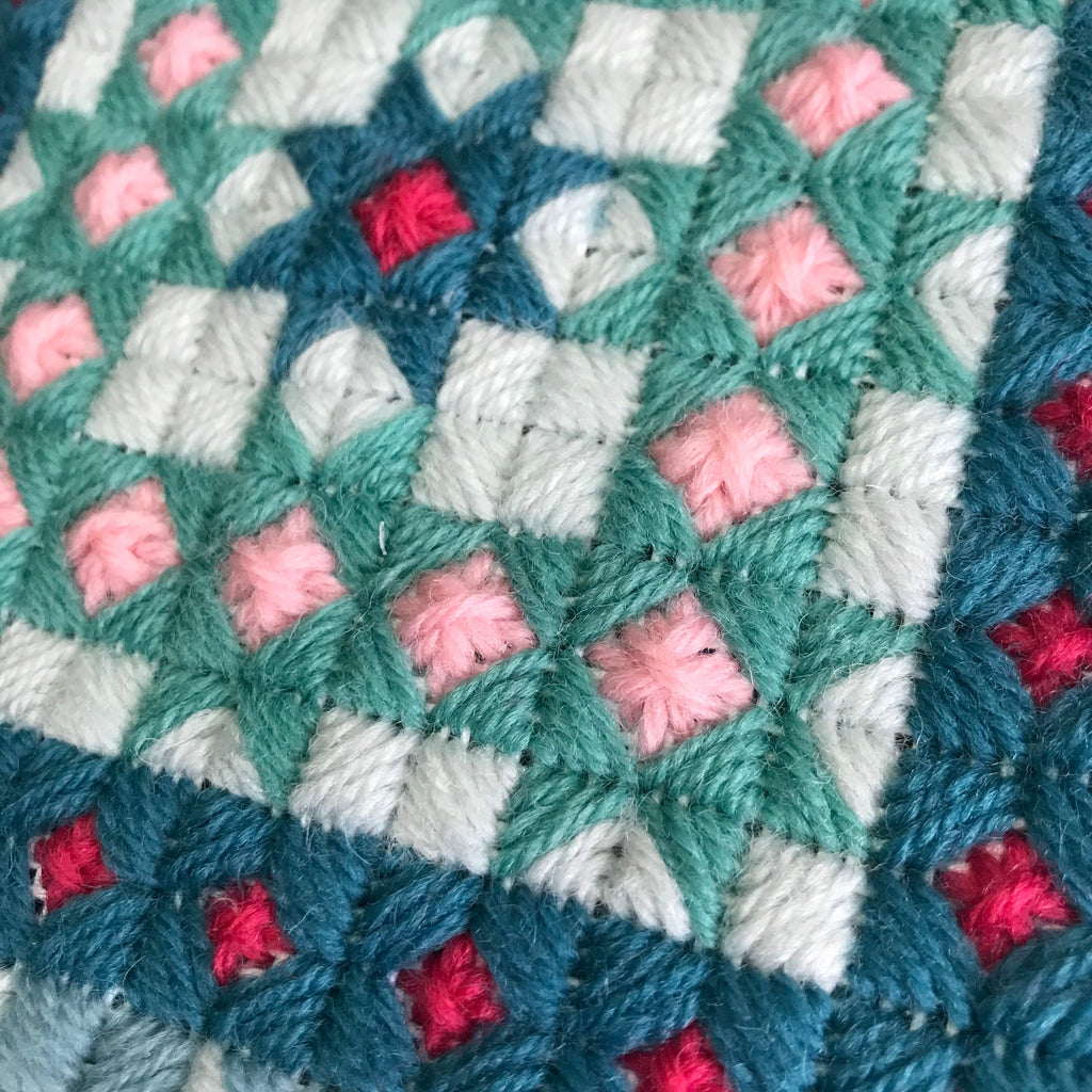Needlepoint Cushion Kit: Geometric Design, Appletons Wool, Velvet Back