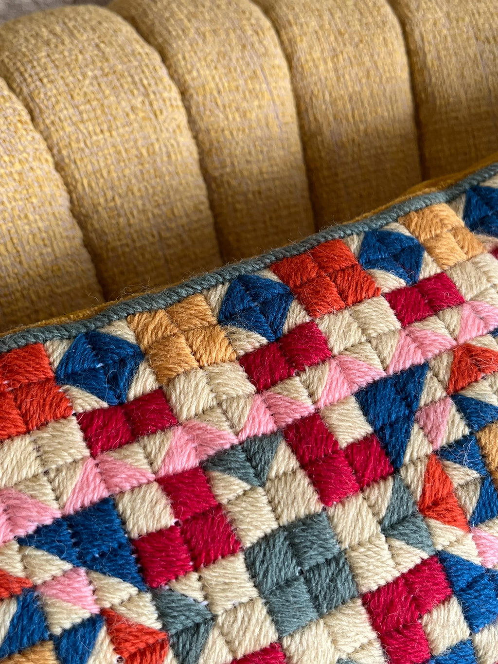 Needlepoint Cushion Kit: Block Work, Appletons Wool, Velvet Back (16")