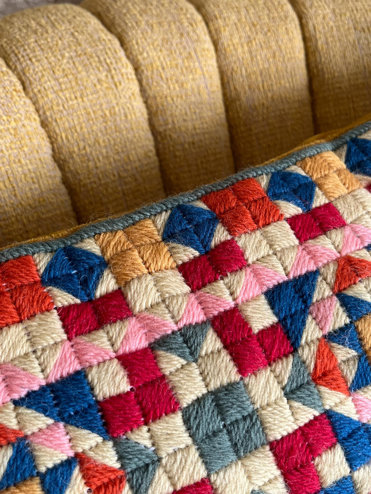 Needlepoint Cushion Kit: Block Work, Appletons Wool, Velvet Back (16")