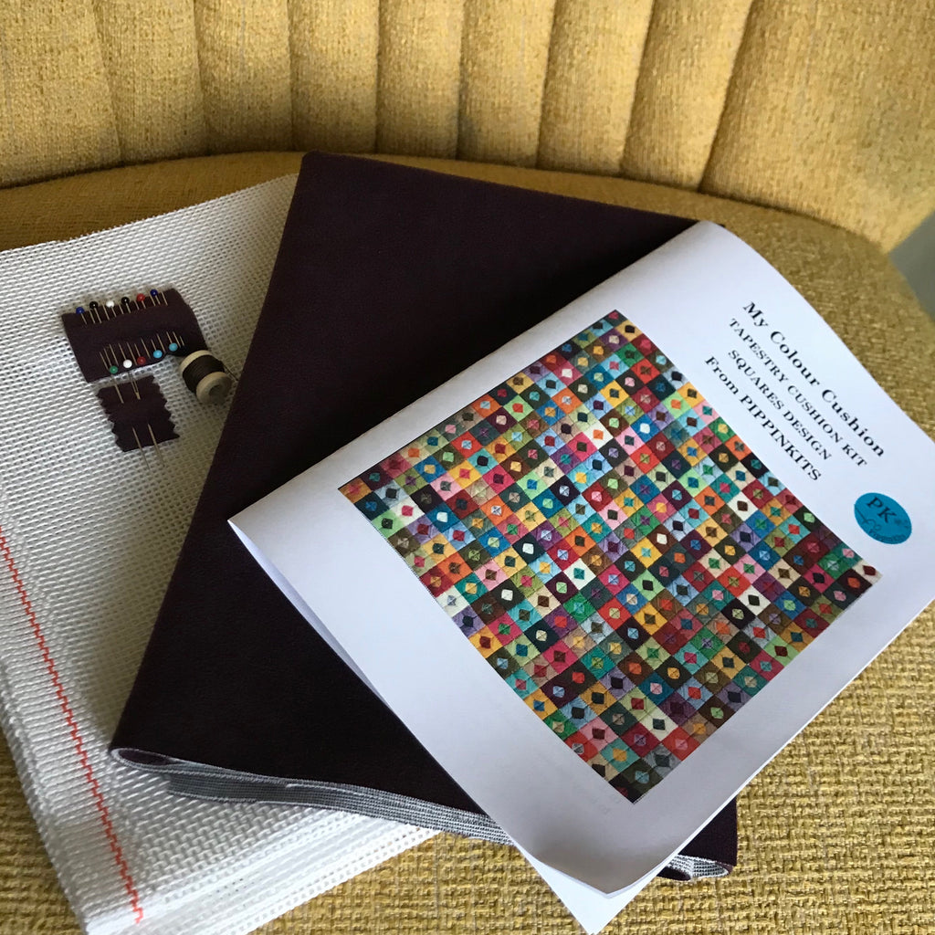 Tapestry 16" Cushion Kit: My Colour Squares with Appletons Wool & Velvet backing