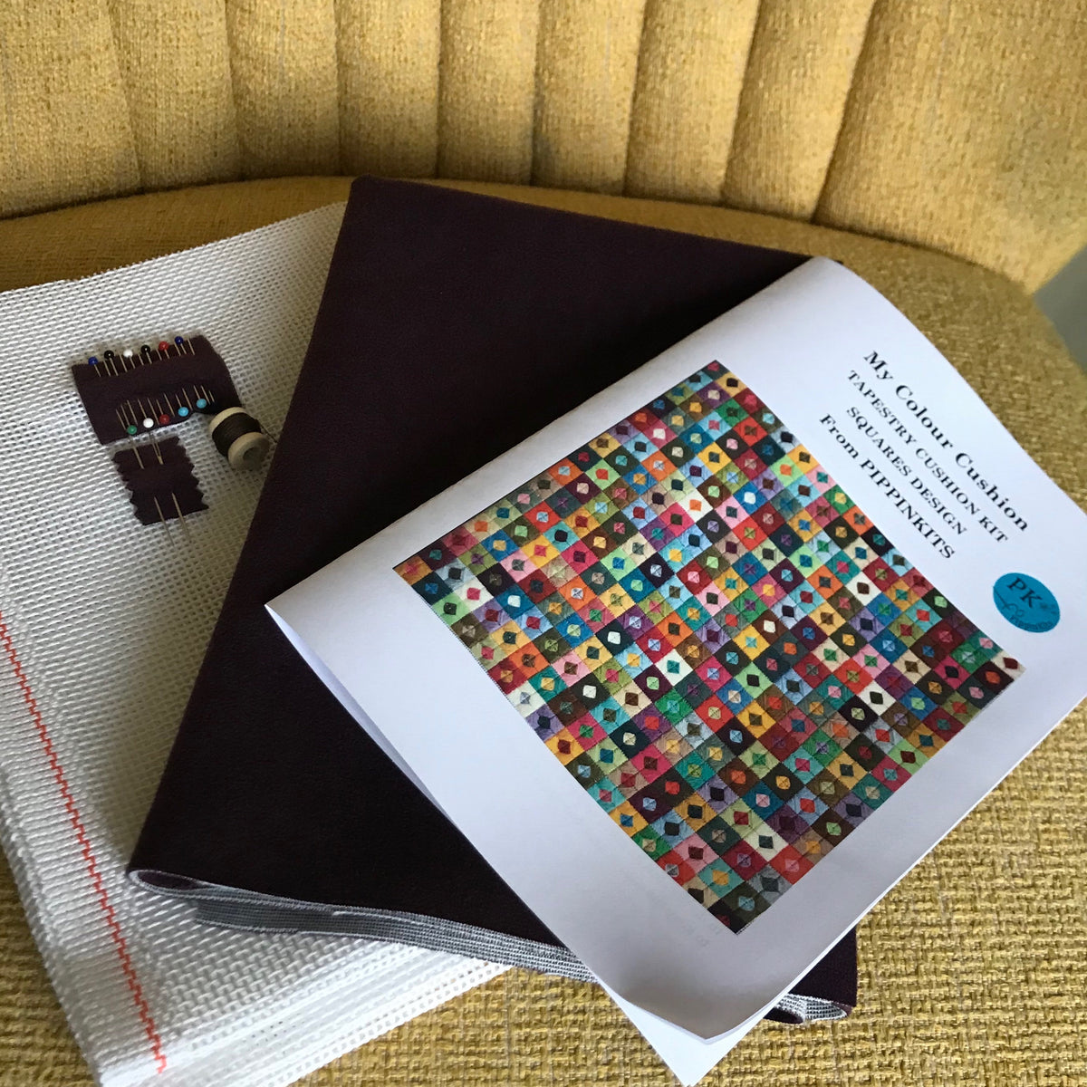 Tapestry 16" Cushion Kit: My Colour Squares with Appletons Wool & Velvet backing