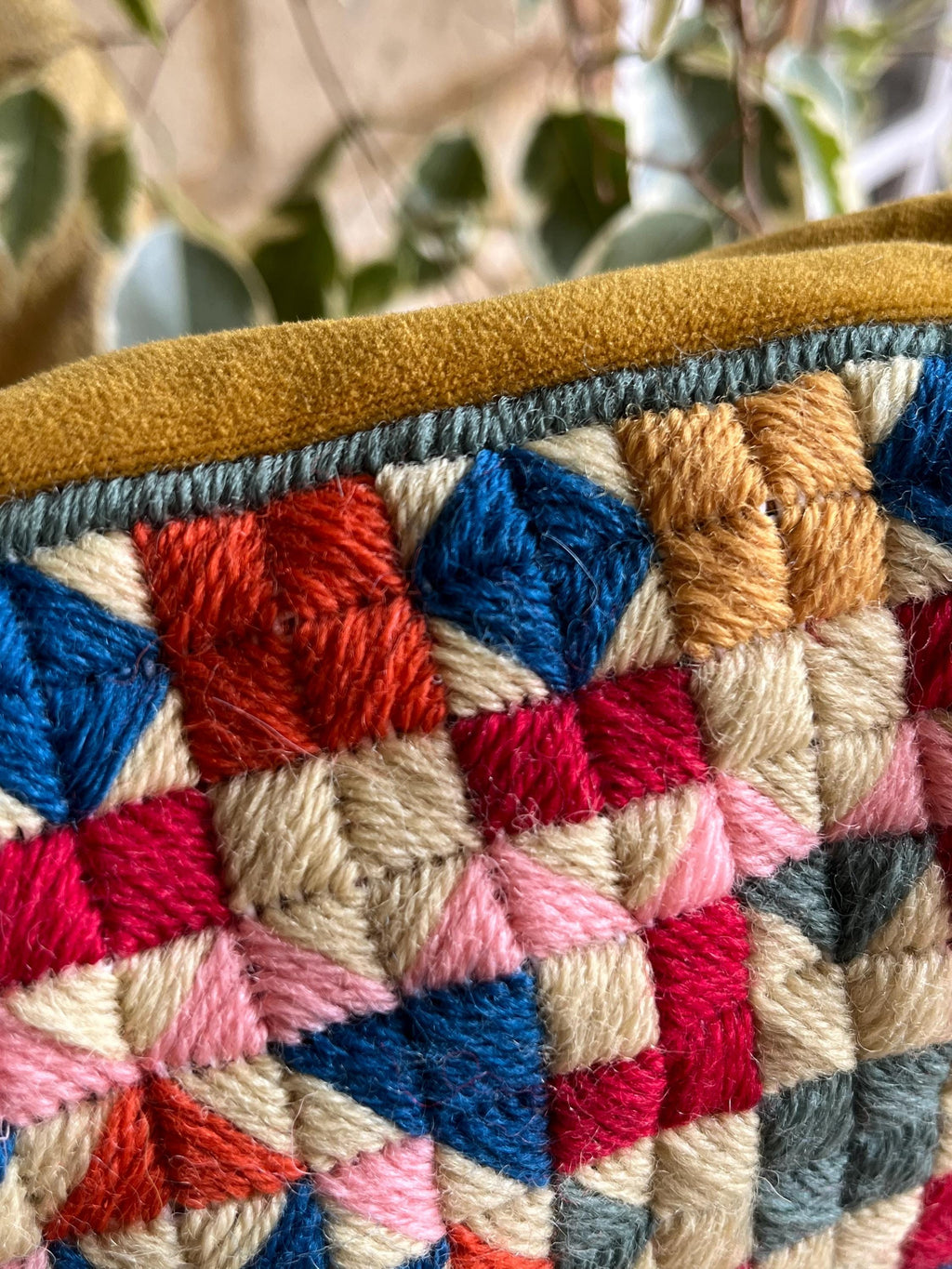 Needlepoint Cushion Kit: Block Work, Appletons Wool, Velvet Back (16")