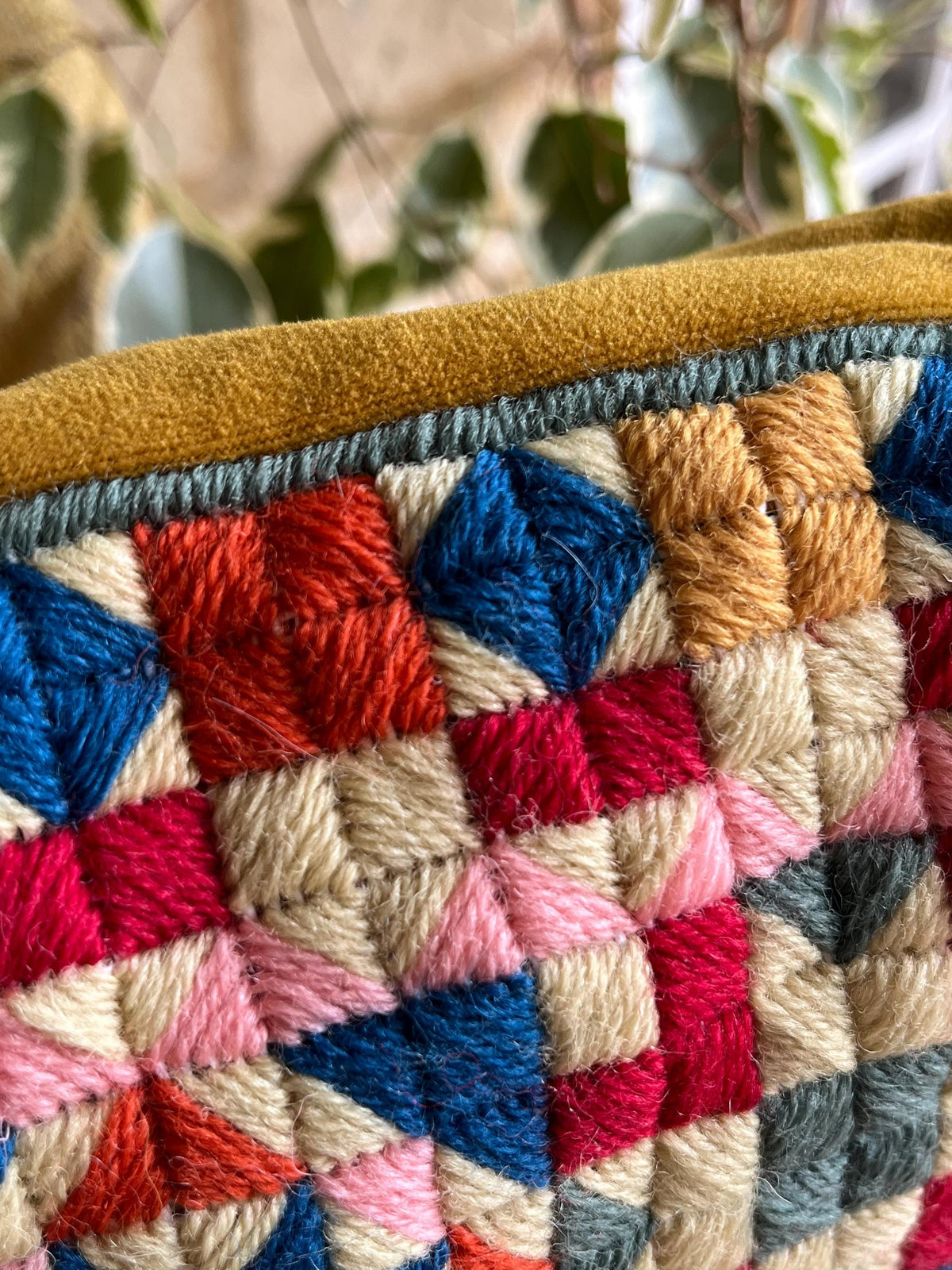 Needlepoint Cushion Kit: Block Work, Appletons Wool, Velvet Back (16")