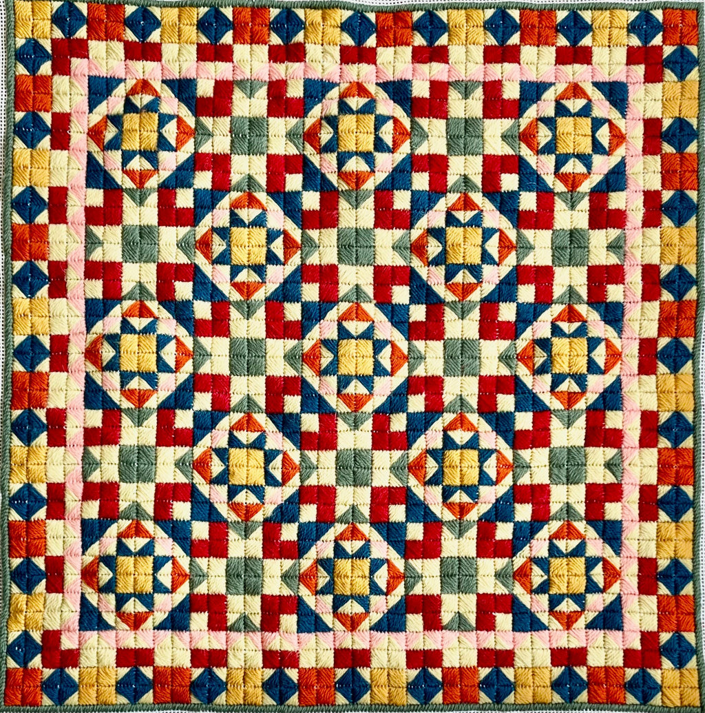 Needlepoint Cushion Kit: Block Work, Appletons Wool, Velvet Back (16")