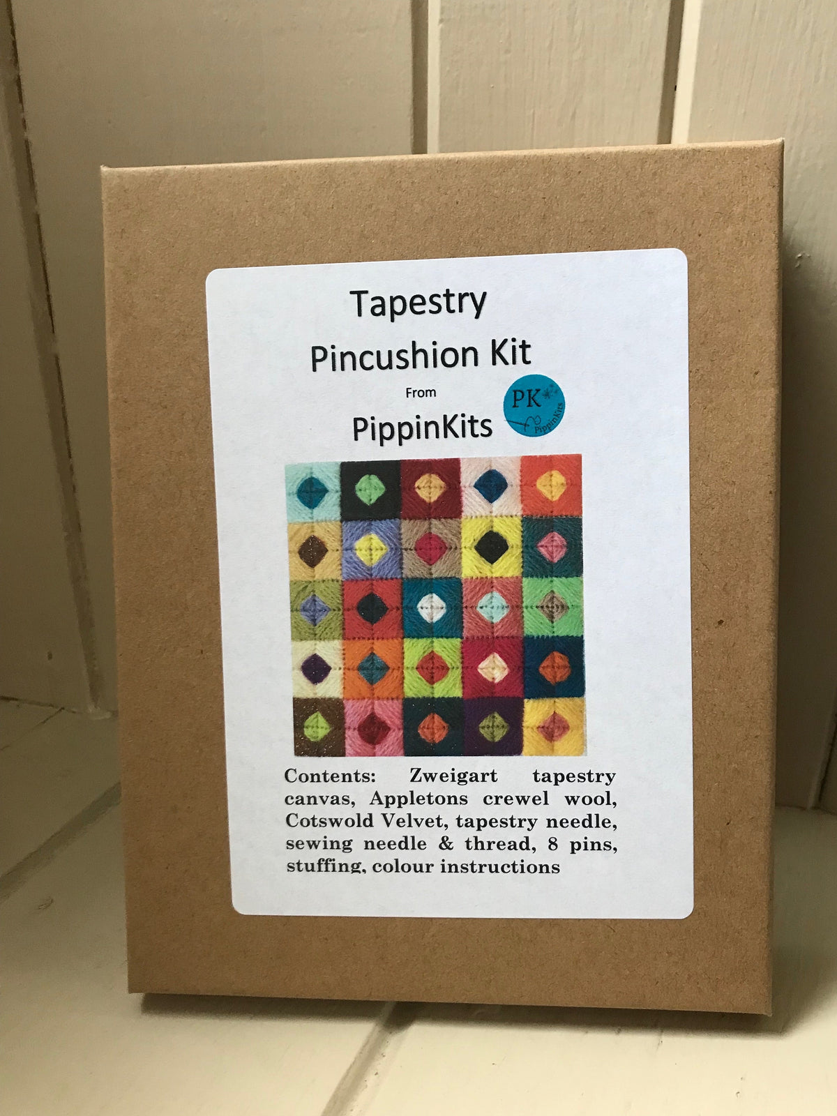 Needlepoint Pincushion Kit: Appletons Wool Tapestry, Zweigart Canvas