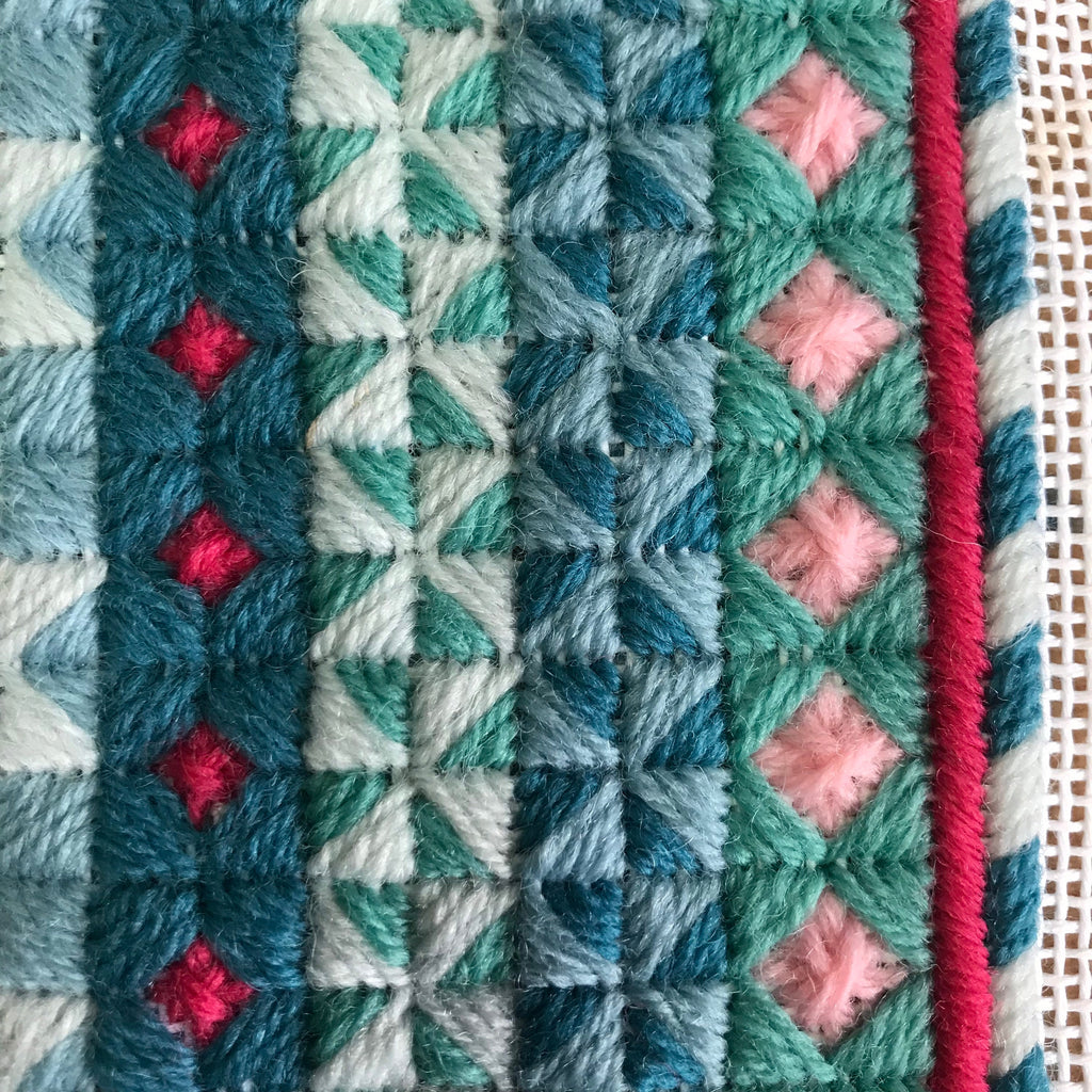 Needlepoint Cushion Kit: Geometric Design, Appletons Wool, Velvet Back