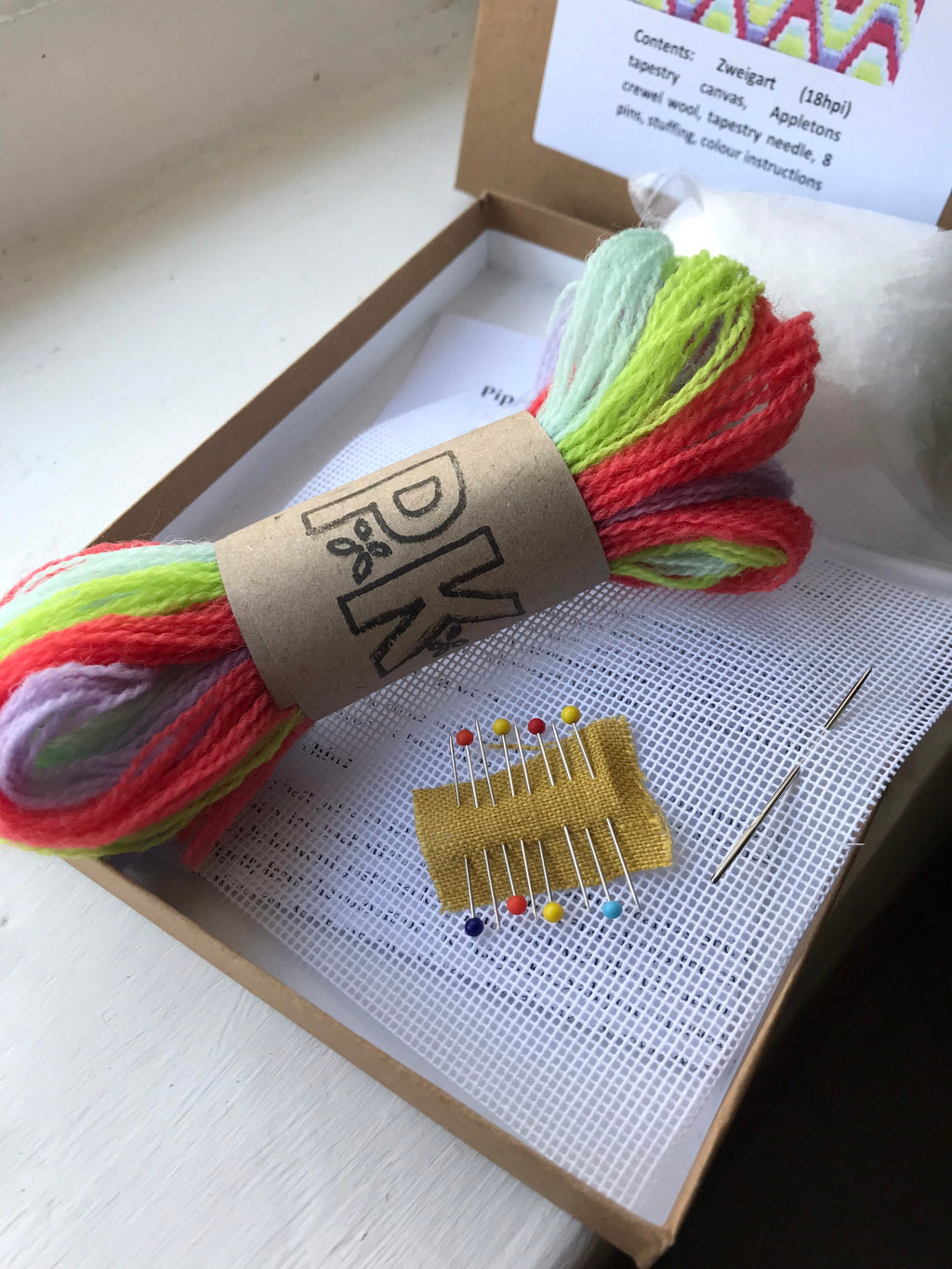 Bargello Needlepoint Pincushion Kit: Neon Wave Tapestry