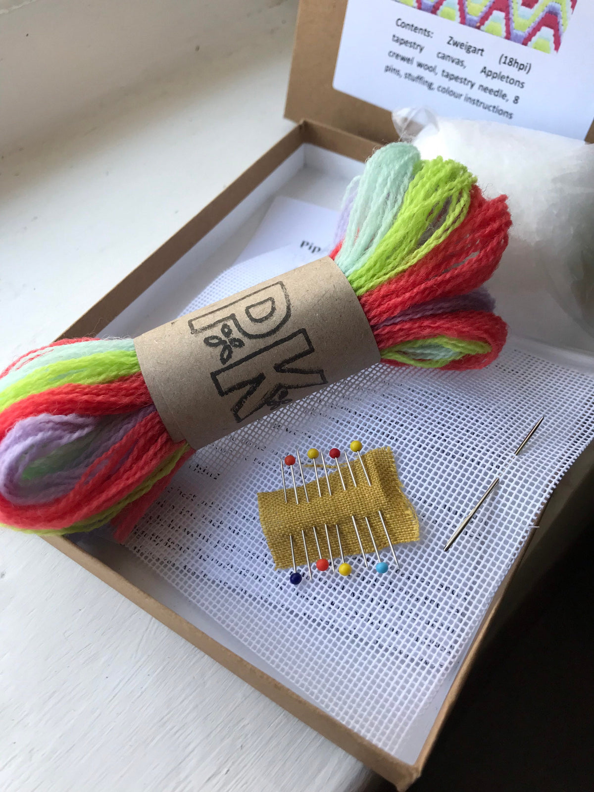 Bargello Needlepoint Pincushion Kit: Neon Wave Tapestry