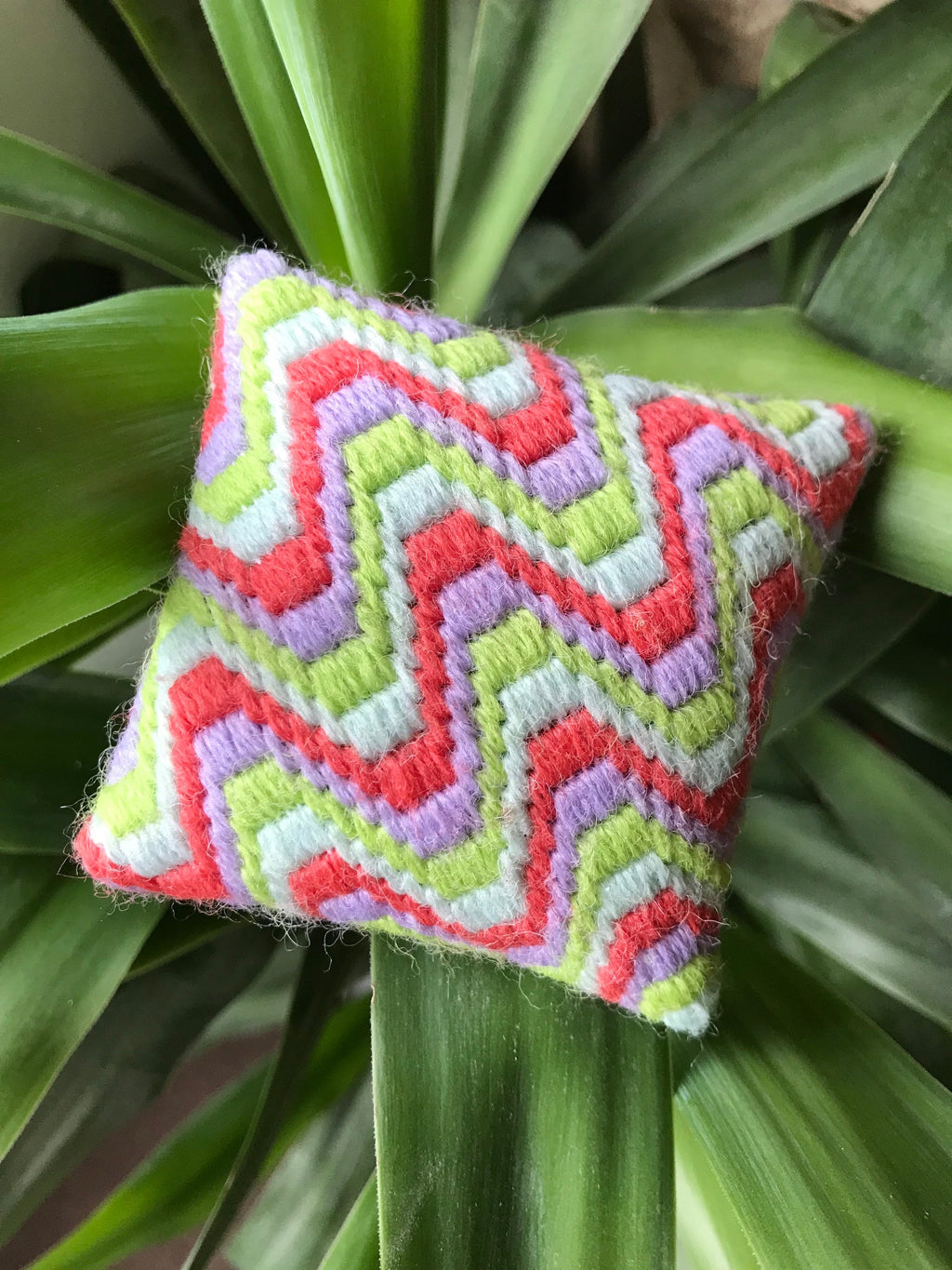 Bargello Needlepoint Pincushion Kit: Neon Wave Tapestry
