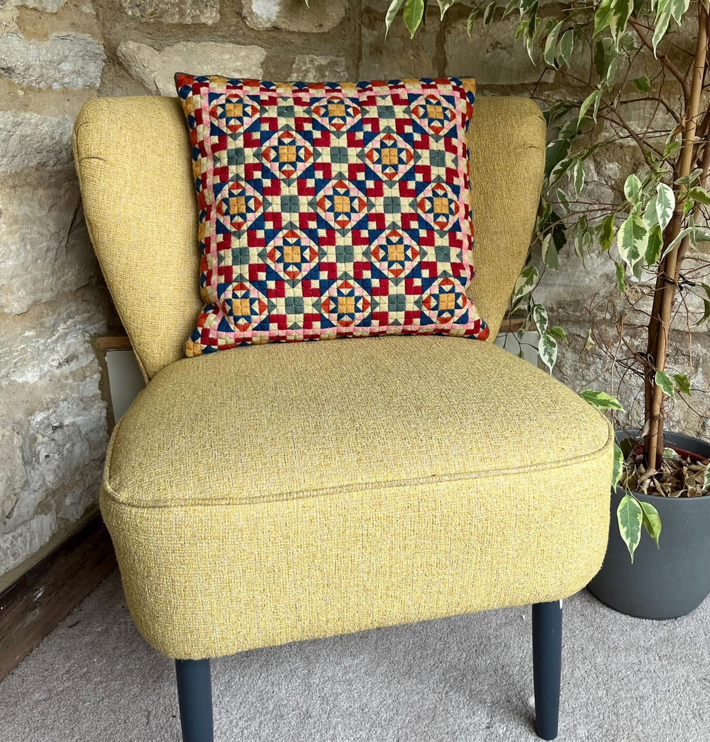Needlepoint Cushion Kit: Block Work, Appletons Wool, Velvet Back (16")