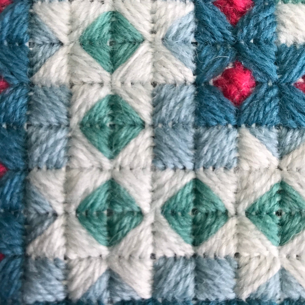 Needlepoint Cushion Kit: Geometric Design, Appletons Wool, Velvet Back