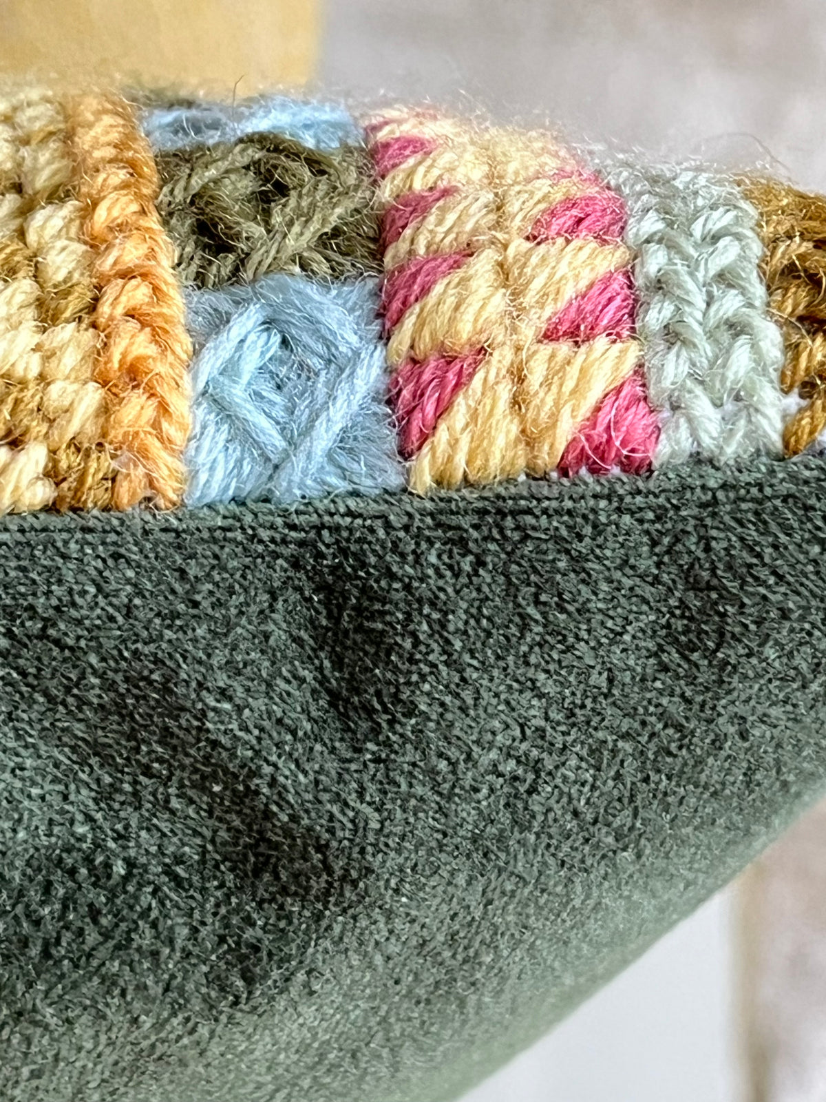 Needlepoint 16" Cushion Kit Stripey Sampler: Earth Tones with Appletons Wool & Velvet Backing
