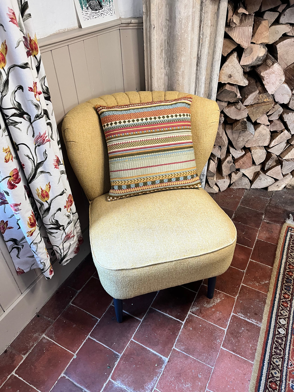 Needlepoint 16" Cushion Kit Stripey Sampler: Earth Tones with Appletons Wool & Velvet Backing