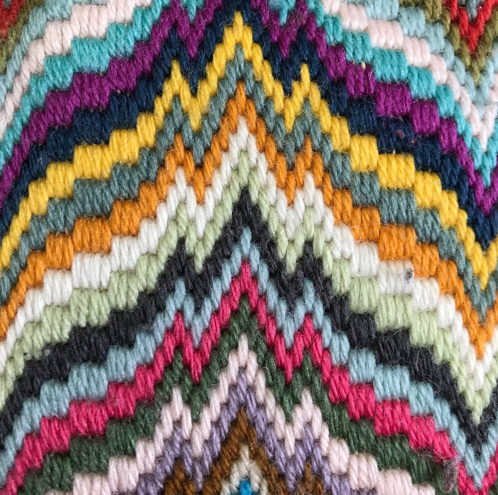 Tapestry Cushion Kit: Bargello Design with Appletons Wool, Cotswold Velvet, 16" Cushion