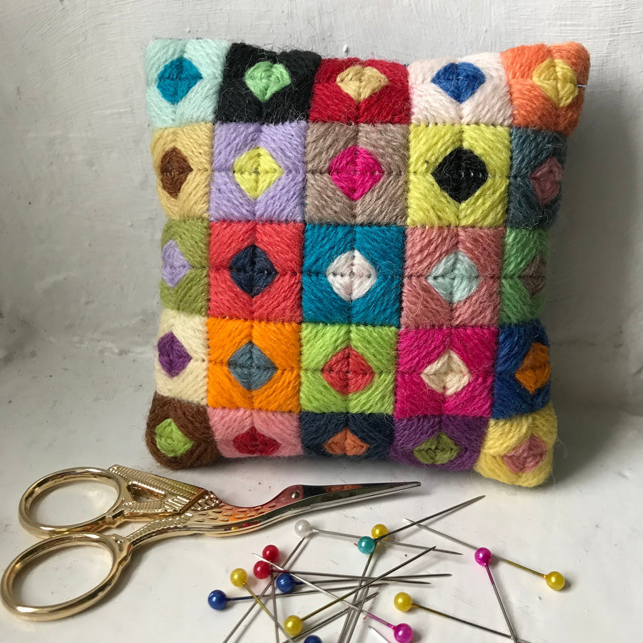 Needlepoint Pincushion Kit: Appletons Wool Tapestry, Zweigart Canvas