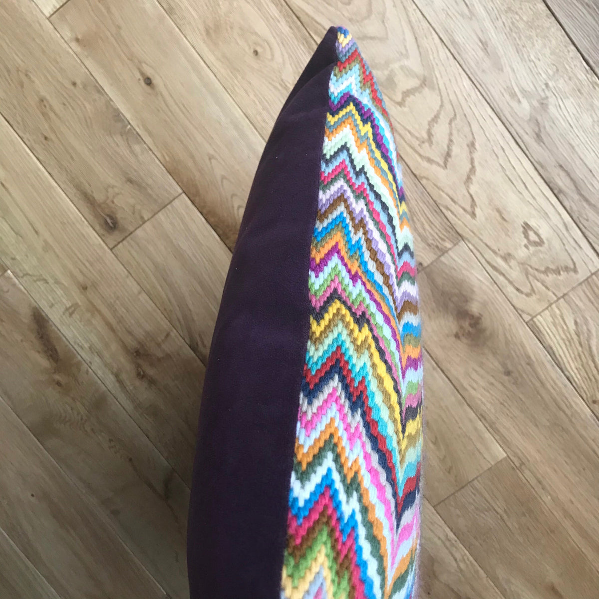 Tapestry Cushion Kit: Bargello Design with Appletons Wool, Cotswold Velvet, 16" Cushion