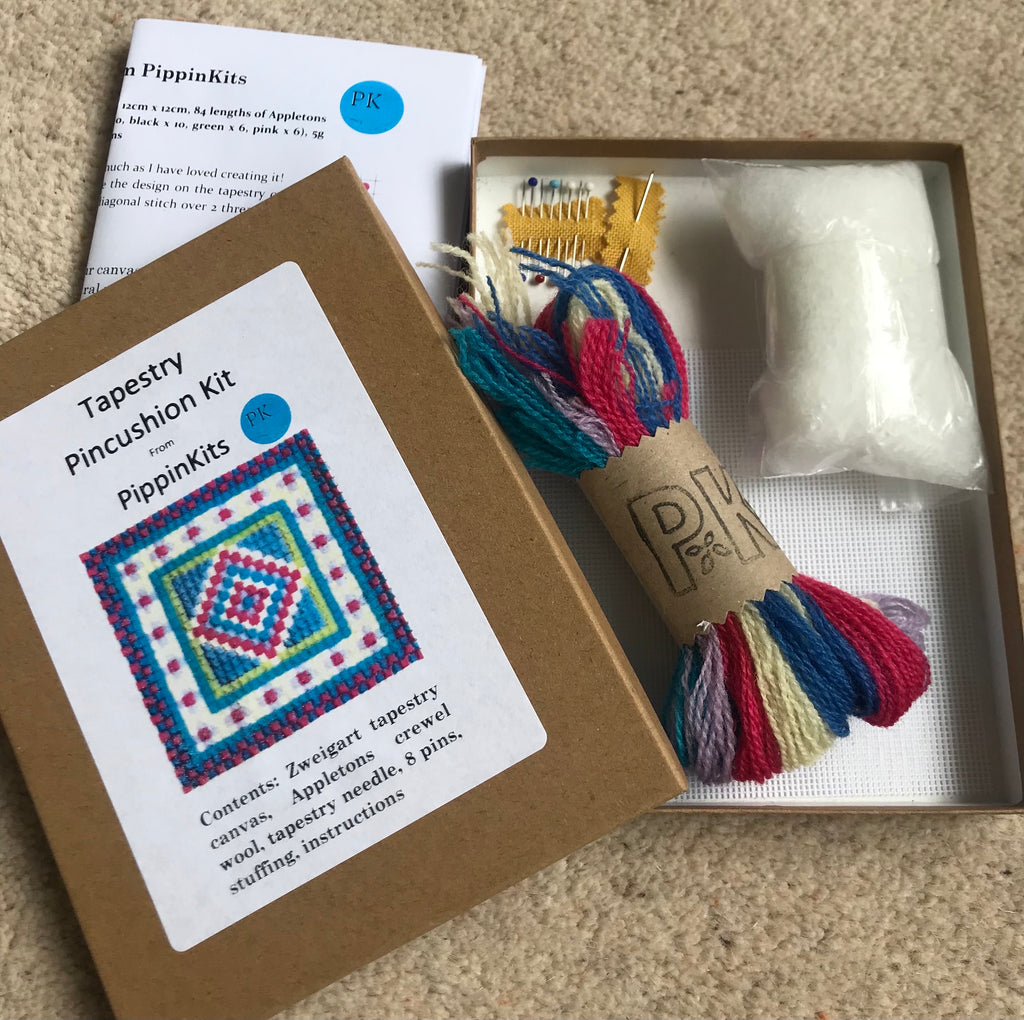Cross Stitch Kit: Pincushion Appletons Wool, Designed in England