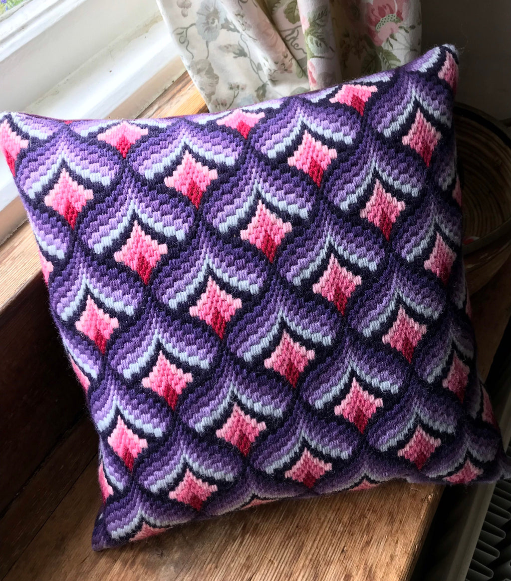 Bargello Needlepoint Cushion Kit: Appletons Wool, Velvet Backing (16")