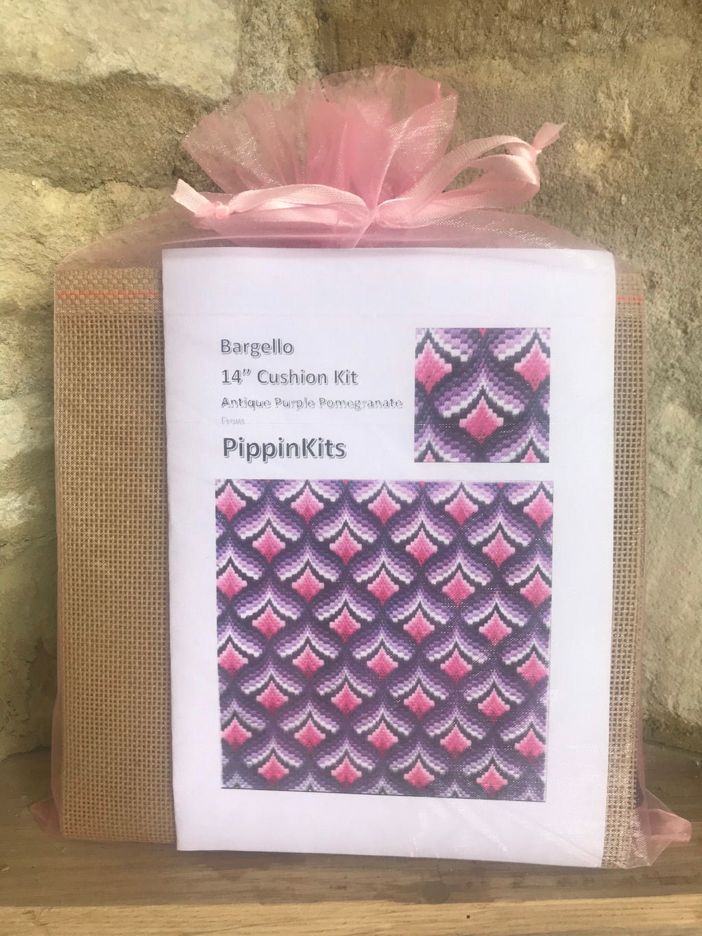 Bargello Needlepoint Cushion Kit: Appletons Wool, Velvet Backing (16")