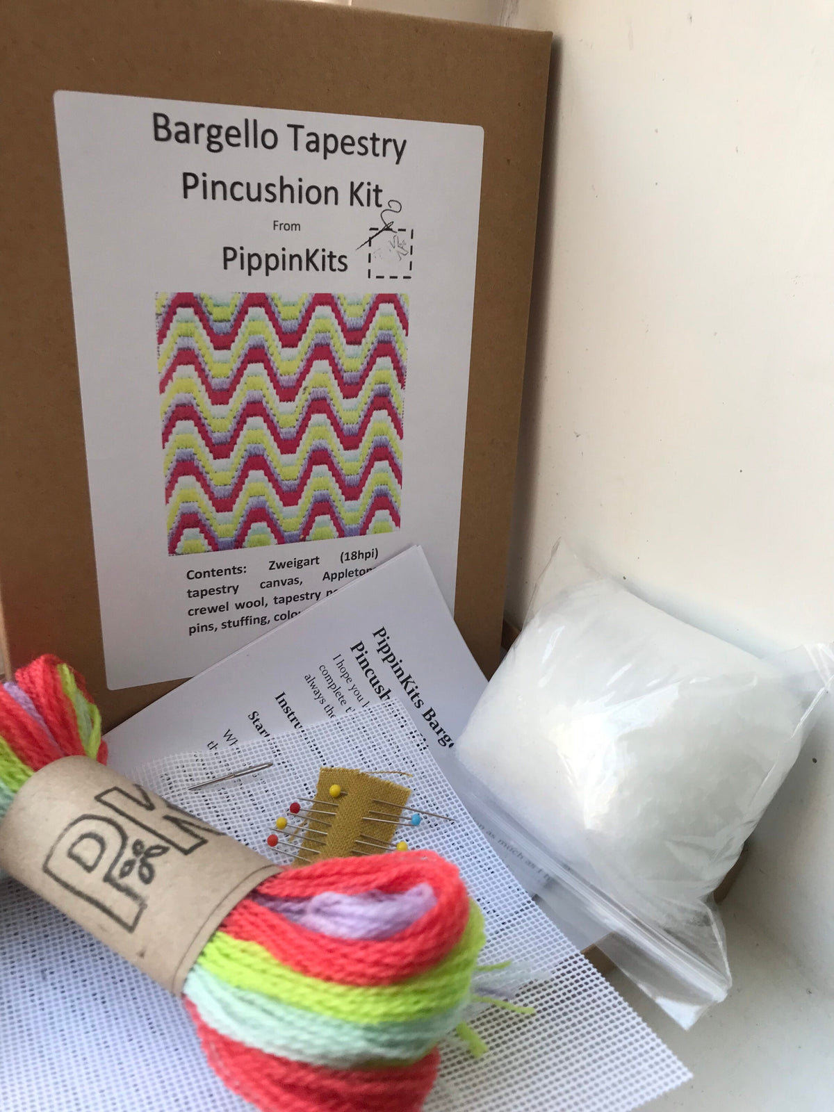 Bargello Needlepoint Pincushion Kit: Neon Wave Tapestry