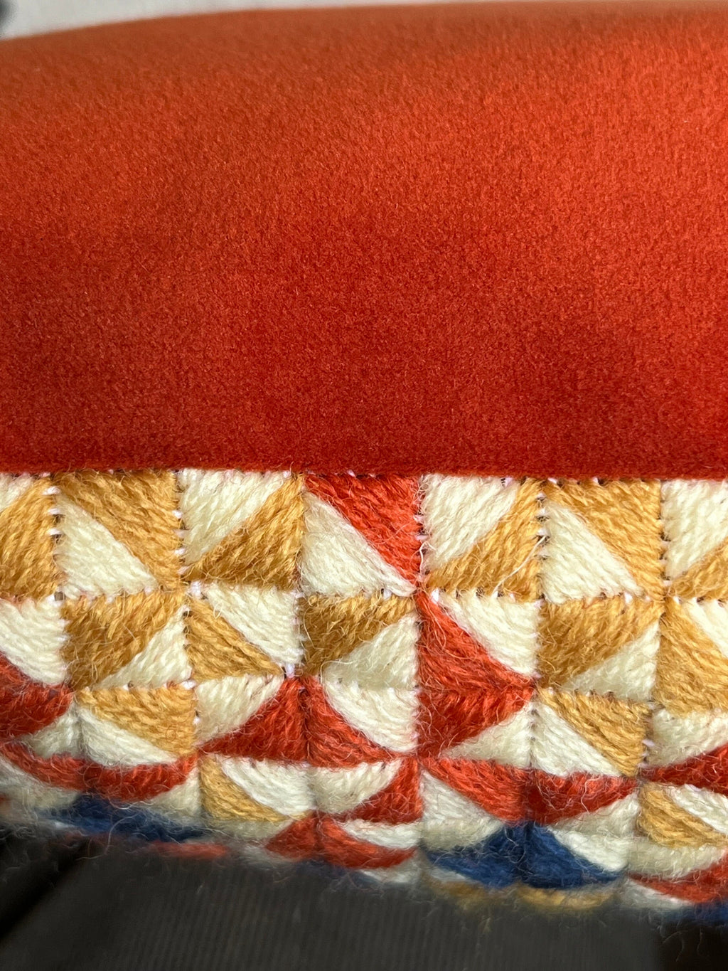 Geometric Needlepoint Pillow Kit: Quilt Style, Appletons Wool, Velvet Back