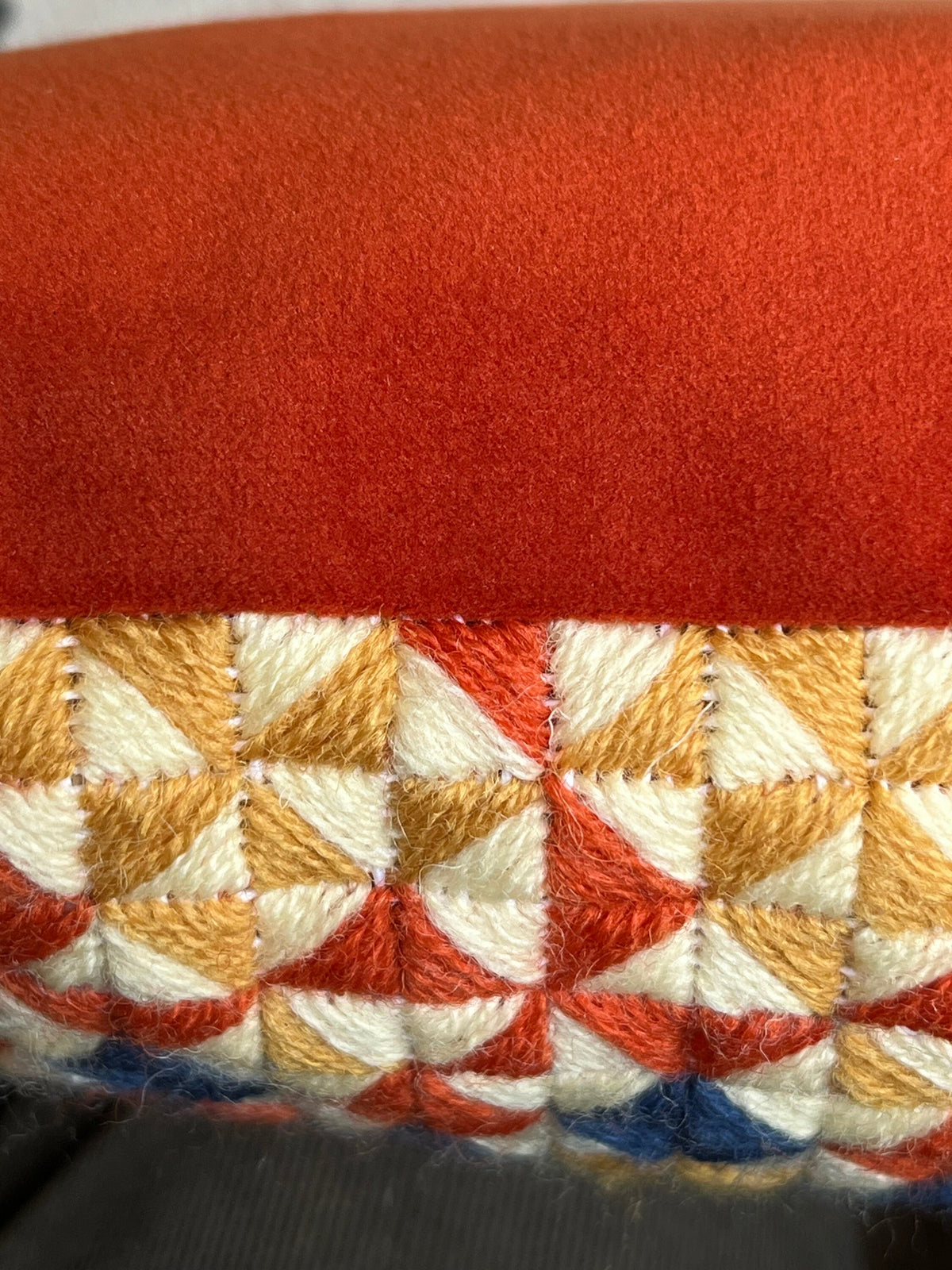 Geometric Needlepoint Pillow Kit: Quilt Style, Appletons Wool, Velvet Back