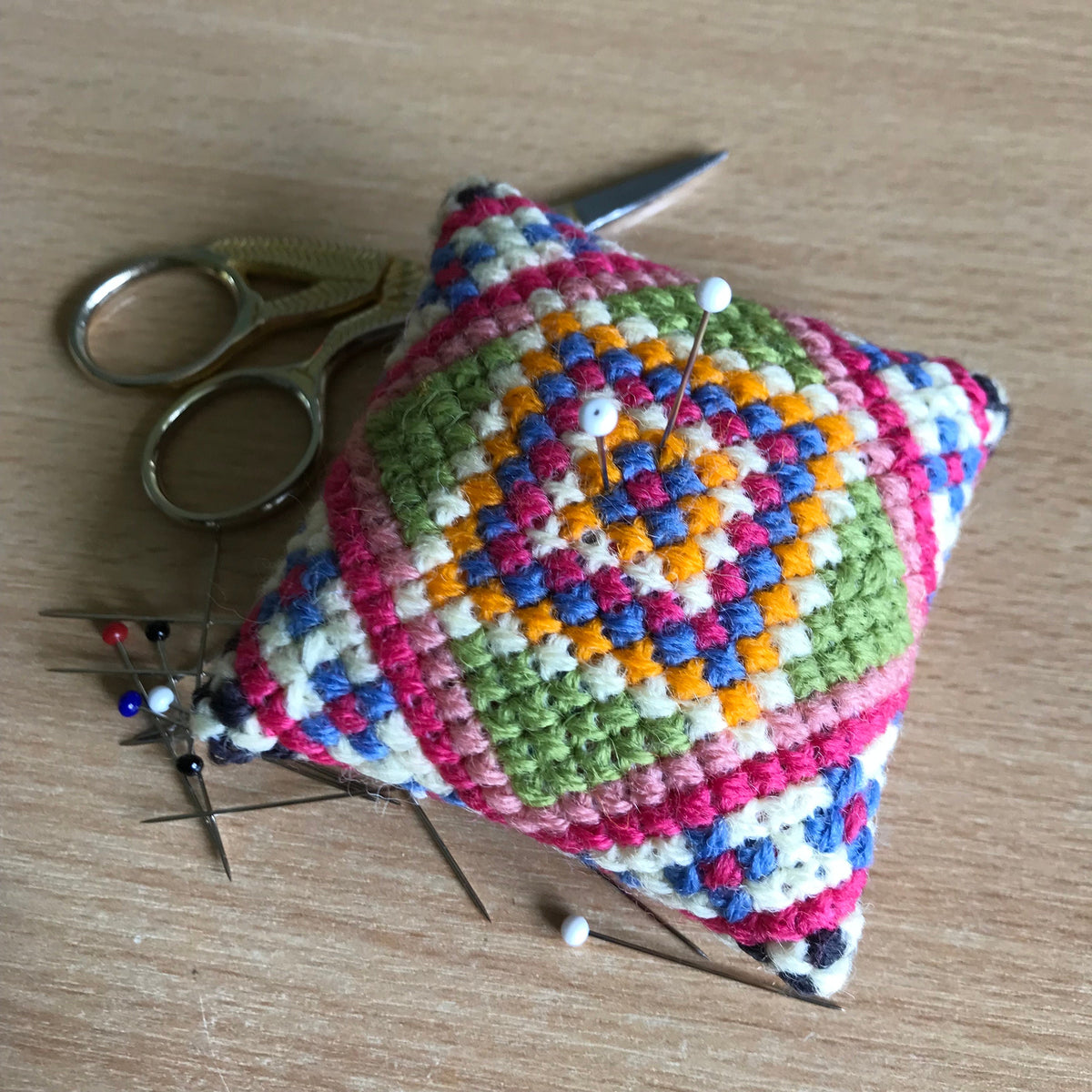 Pincushion Cross Stitch Kit, Needlepoint Kit, Embroidery Kit, Cross Stitch Pincushion Kit, Needlepoint Pincushion Kit