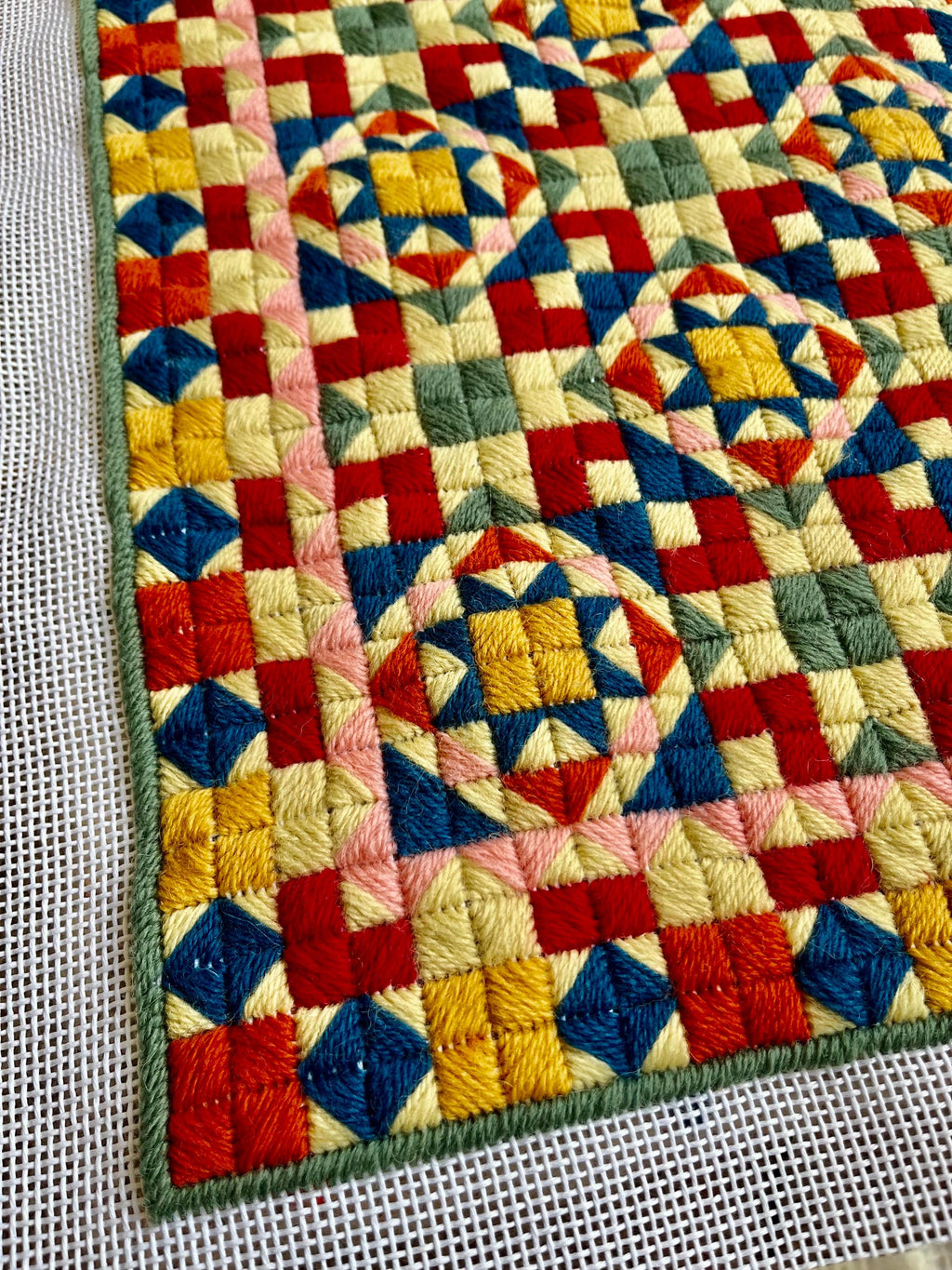 Needlepoint Cushion Kit: Block Work, Appletons Wool, Velvet Back (16")