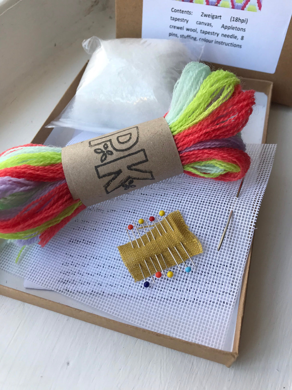 Bargello Needlepoint Pincushion Kit: Neon Wave Tapestry
