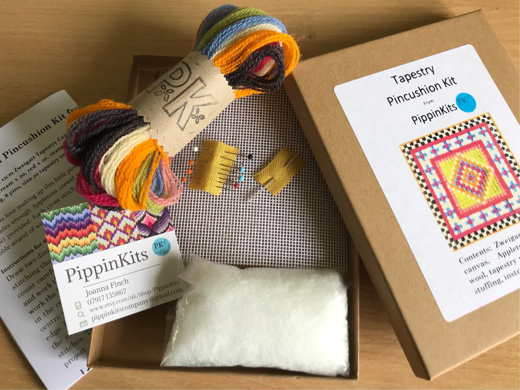 Pincushion Cross Stitch Kit, Needlepoint Kit, Embroidery Kit, Cross Stitch Pincushion Kit, Needlepoint Pincushion Kit