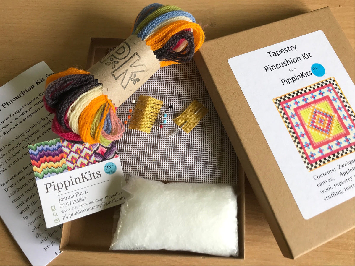 Pincushion Cross Stitch Kit, Needlepoint Kit, Embroidery Kit, Cross Stitch Pincushion Kit, Needlepoint Pincushion Kit