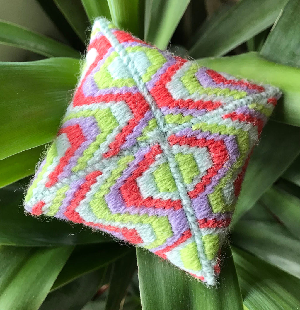 Bargello Needlepoint Pincushion Kit: Neon Wave Tapestry